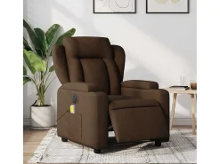 Hot Poltrona de massagens reclinável elétrica tecido SHL796538 Castanho