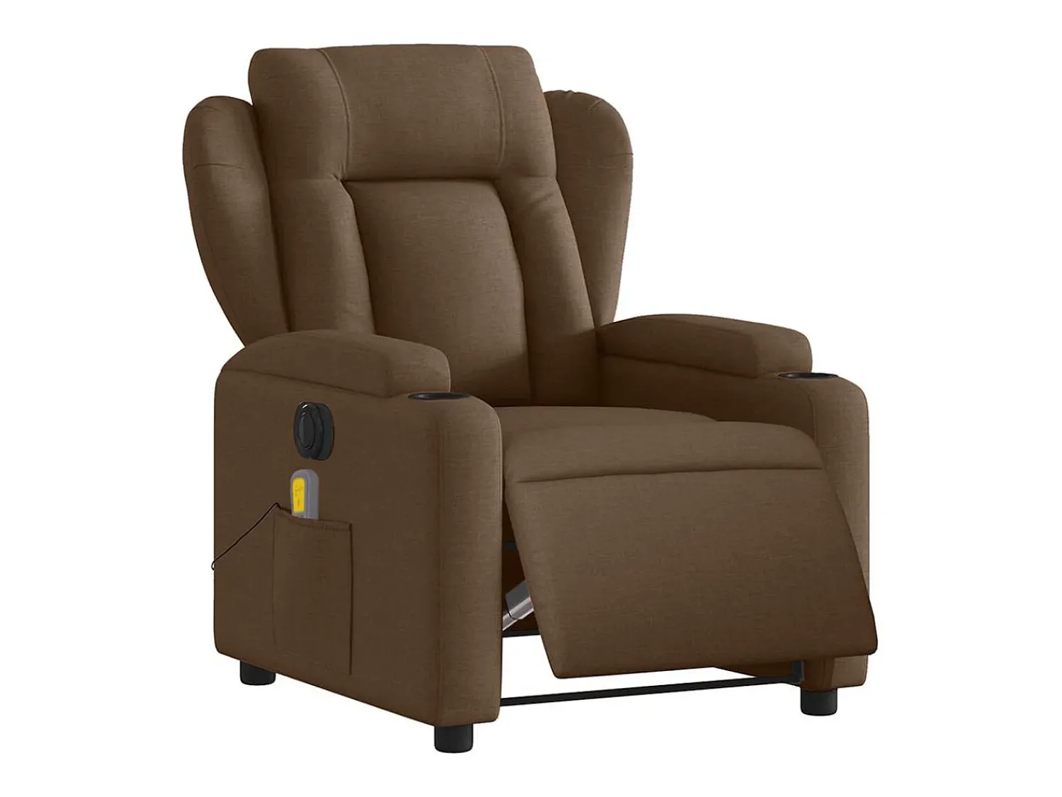 Hot Poltrona de massagens reclinável elétrica tecido SHL796538 Castanho