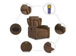 Hot Poltrona de massagens reclinável elétrica tecido SHL796538 Castanho