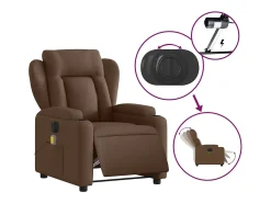 Hot Poltrona de massagens reclinável elétrica tecido SHL796538 Castanho