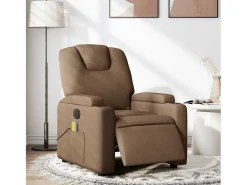 Hot Poltrona de massagens reclinável elétrica tecido SHL870401 Castanho