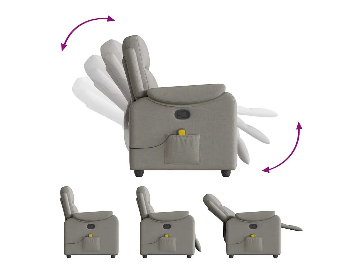 Sale Poltrona de massagens reclinável tecido cinzento-acastanhado SHL407613 Taupe