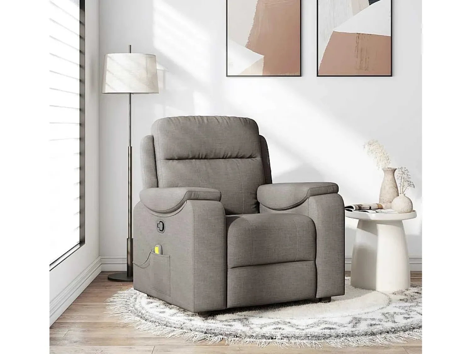 Sale Poltrona de massagens reclinável tecido cinzento-acastanhado SHL407613 Taupe