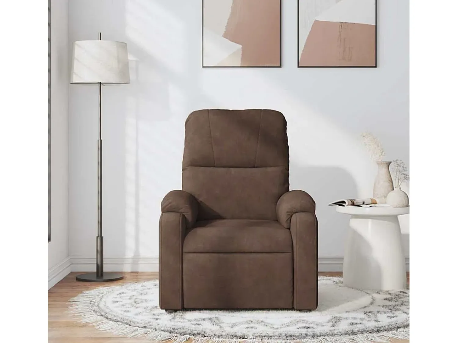 Poltrona| Poltrona de massagens reclinável tecido de microfibra SHL910106 Castanho