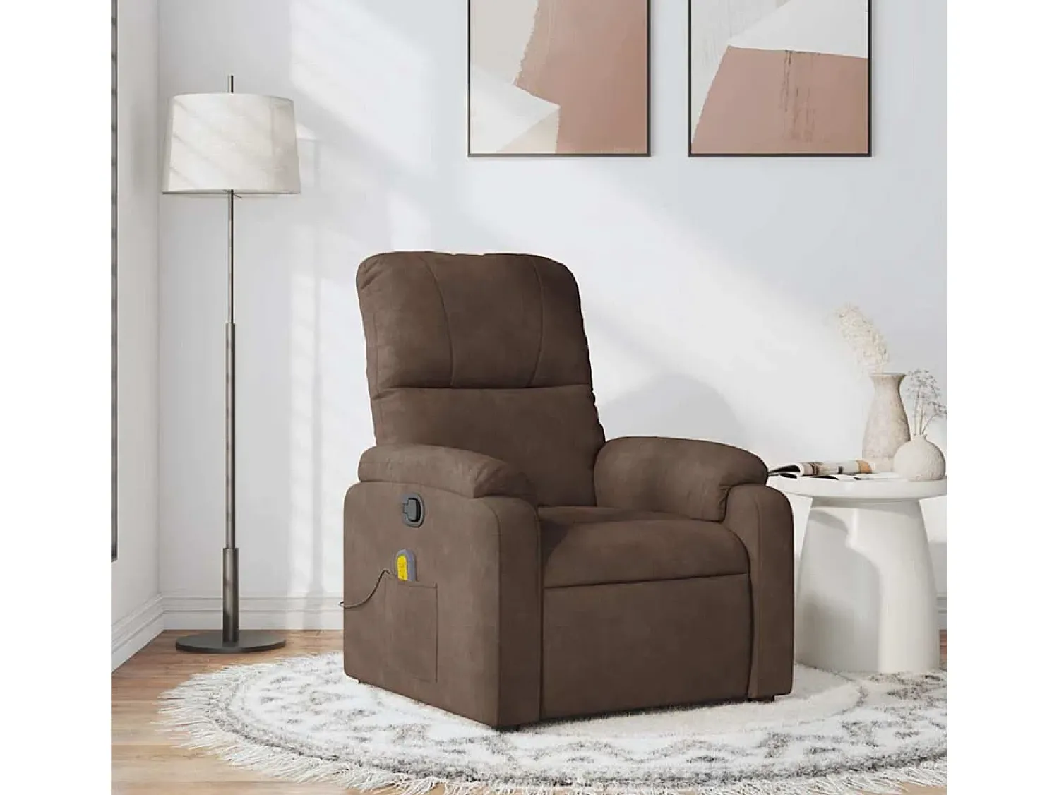 Poltrona| Poltrona de massagens reclinável tecido de microfibra SHL910106 Castanho