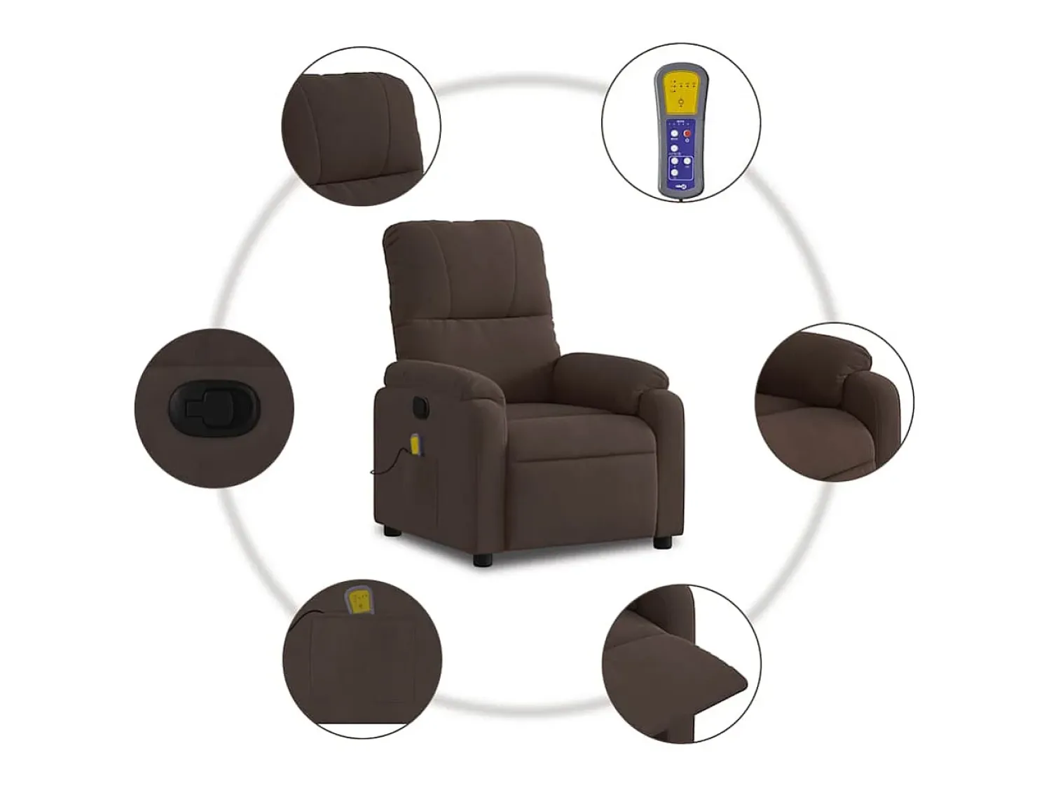 Poltrona| Poltrona de massagens reclinável tecido de microfibra SHL910106 Castanho