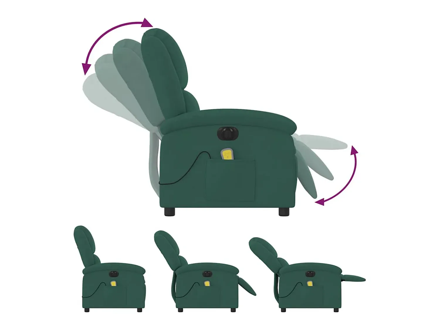 Poltrona| Poltrona de massagens reclinável elétrica veludo verde-escuro SHL994427 Verde pinho