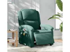 Poltrona| Poltrona de massagens reclinável elétrica veludo verde-escuro SHL994427 Verde pinho
