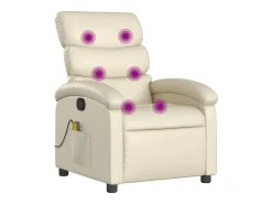 Poltrona|vidaxl Poltrona de massagens reclinável couro artificial cor Creme