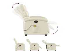 Poltrona|vidaxl Poltrona de massagens reclinável couro artificial cor Creme