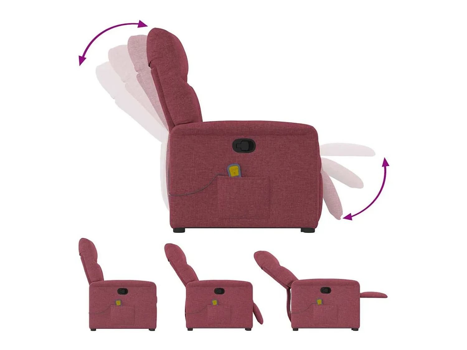 Poltrona* Poltrona de massagens reclin. elevatória tecido tinto SHL219765 Vermelho