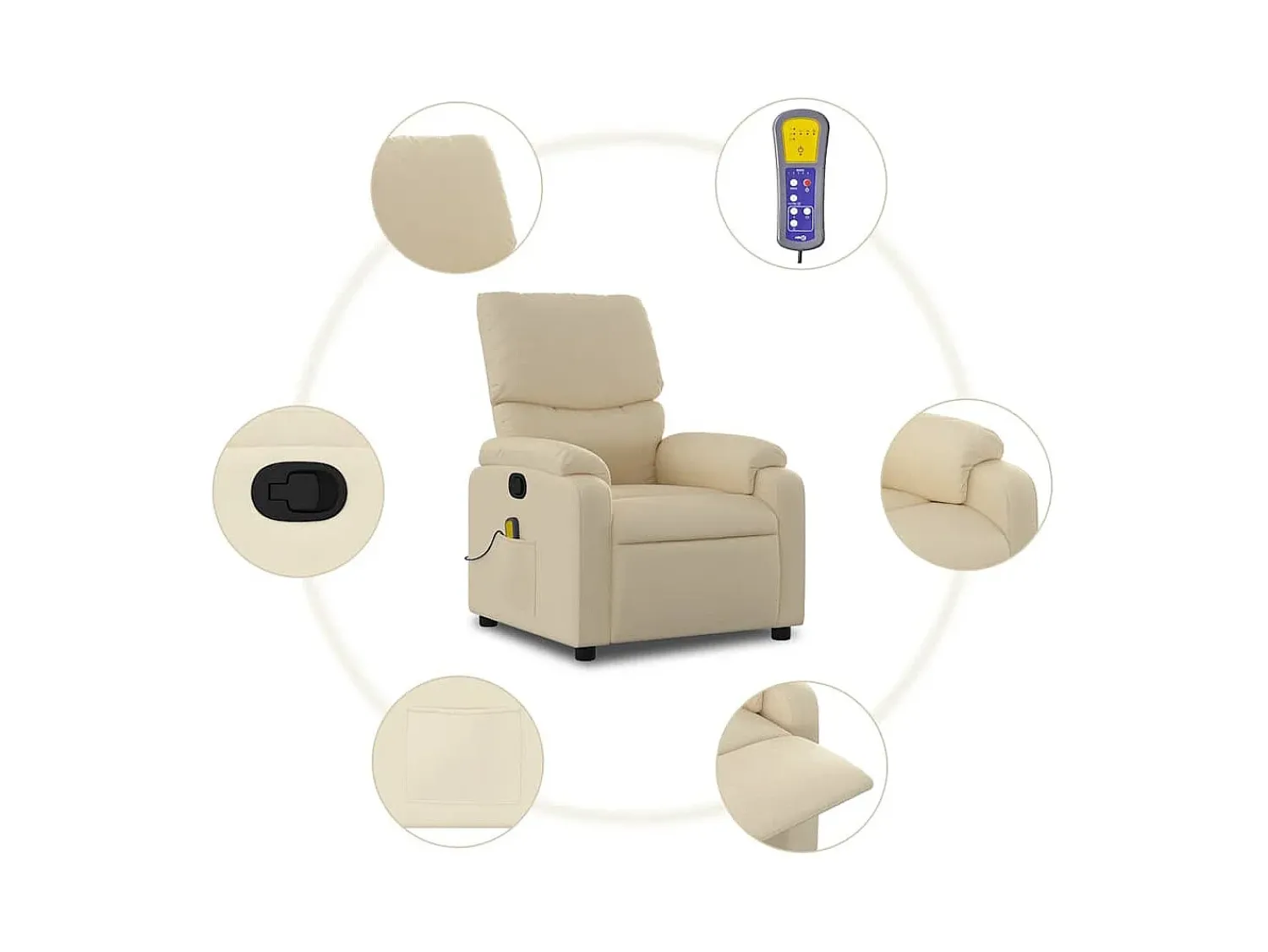 Poltrona de massagens reclinável tecido cor SHL692593^ Poltrona