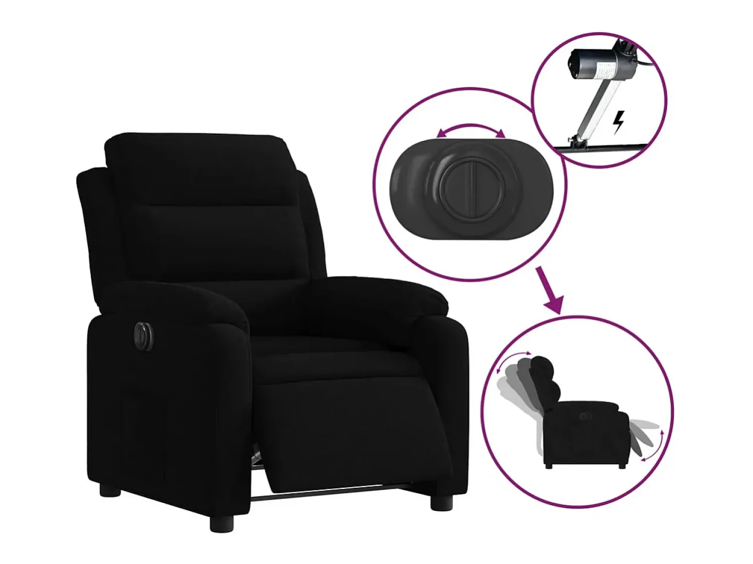 Sale Poltrona de massagens reclinável veludo SHL142227 Preto