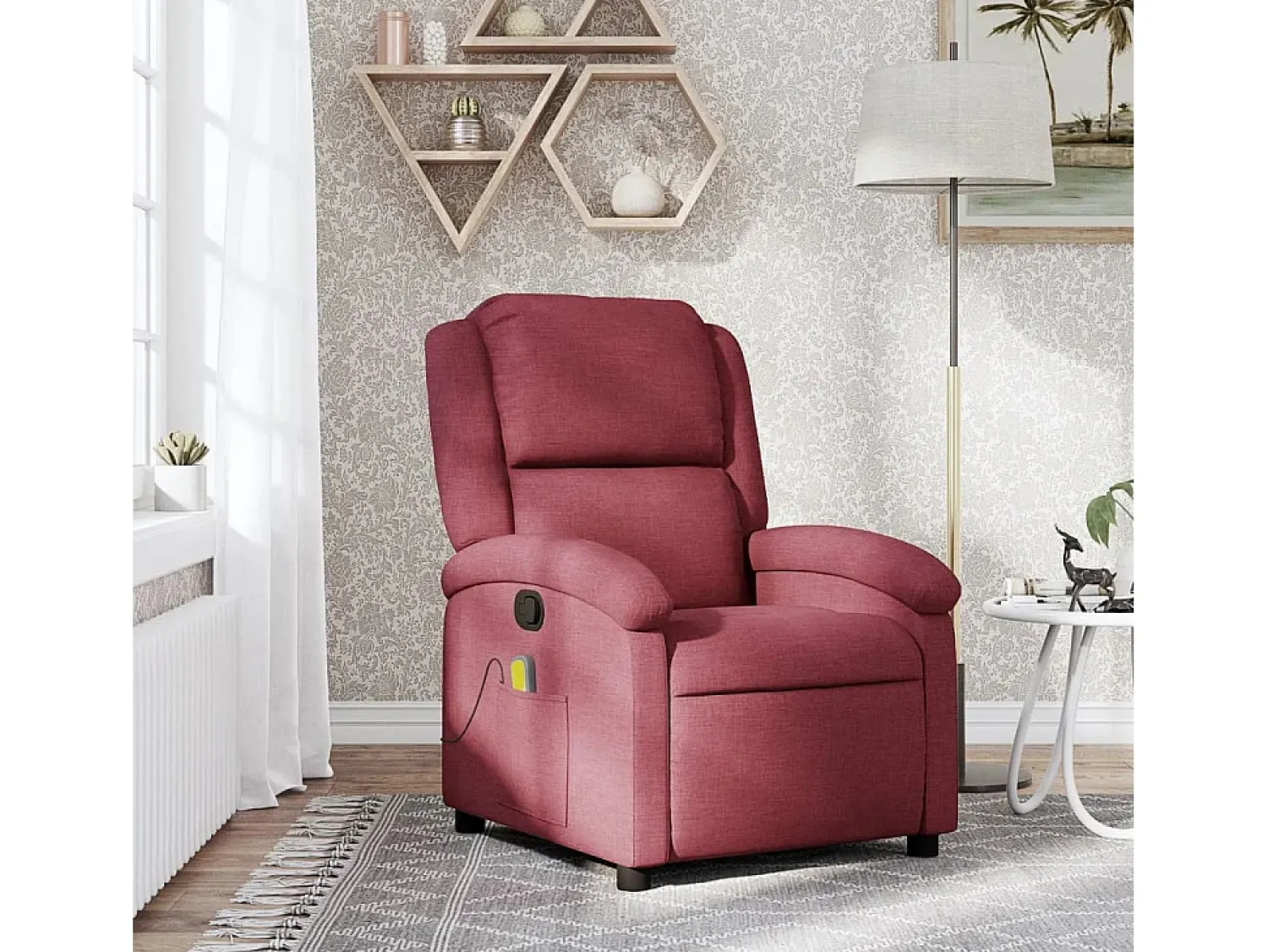 Poltrona de massagens reclinável tecido tinto SHL143363^ Poltrona