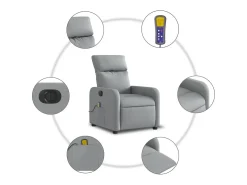 Poltrona| Poltrona de massagens reclinável elétrica tecido -claro SHL582254 Cinzento