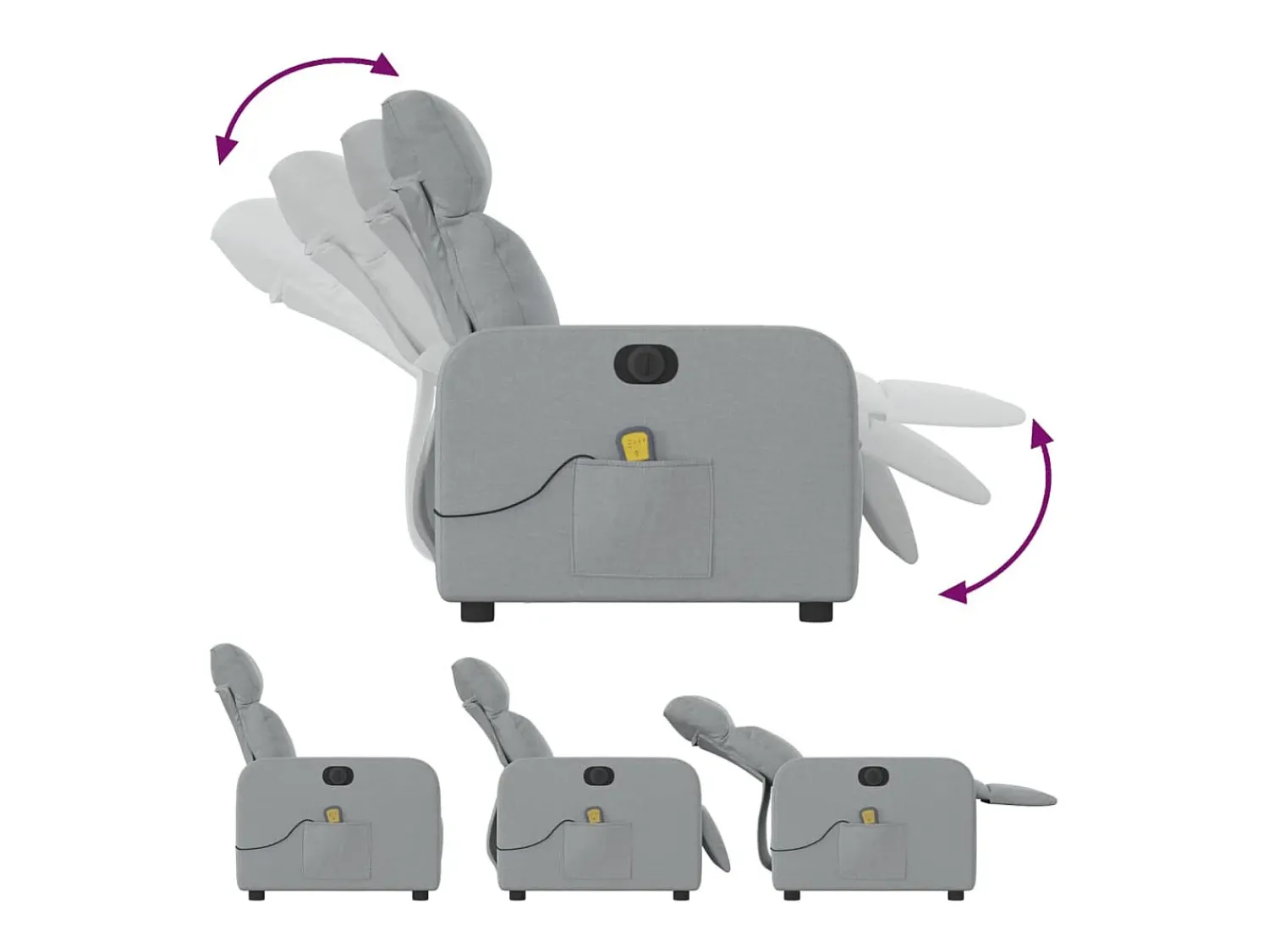 Poltrona| Poltrona de massagens reclinável elétrica tecido -claro SHL582254 Cinzento