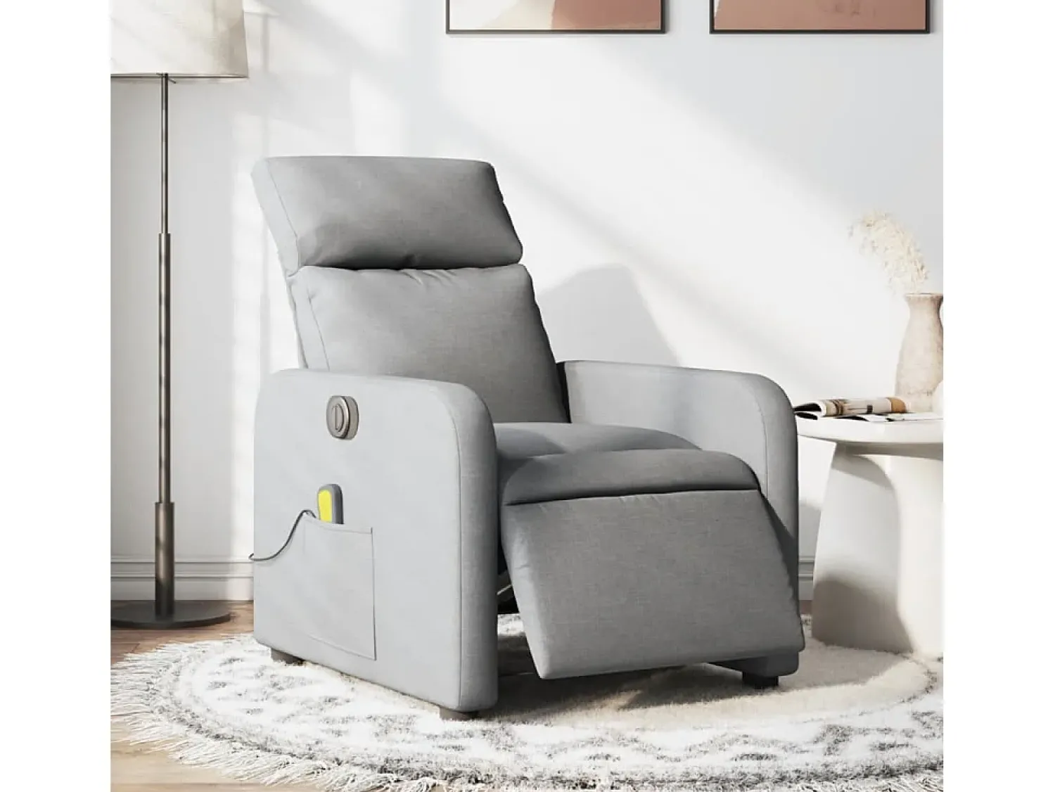 Poltrona| Poltrona de massagens reclinável elétrica tecido -claro SHL582254 Cinzento