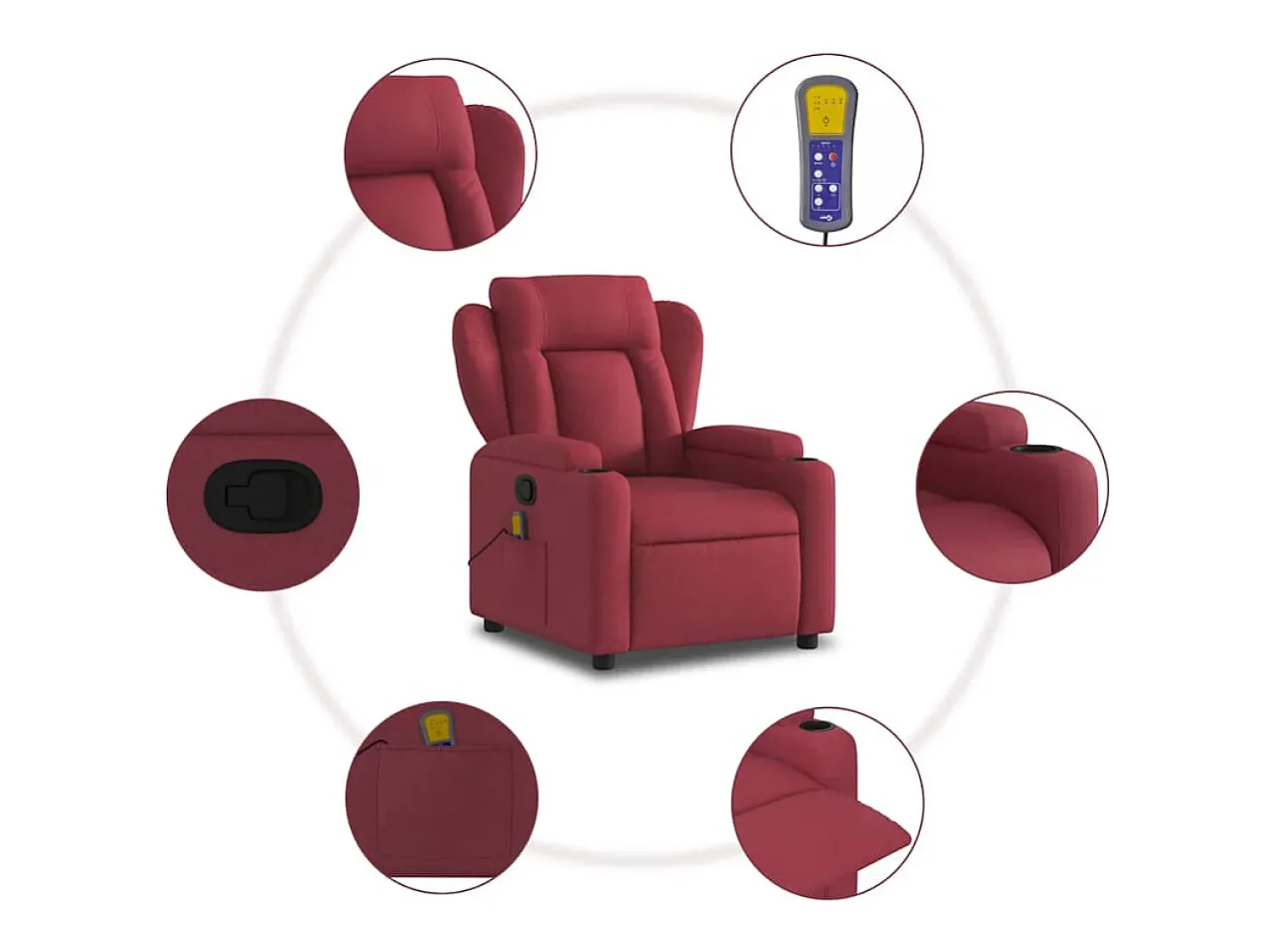 New Poltrona de massagens reclinável tecido tinto SHL234837 Vermelho