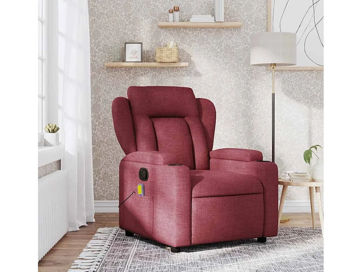 New Poltrona de massagens reclinável tecido tinto SHL234837 Vermelho