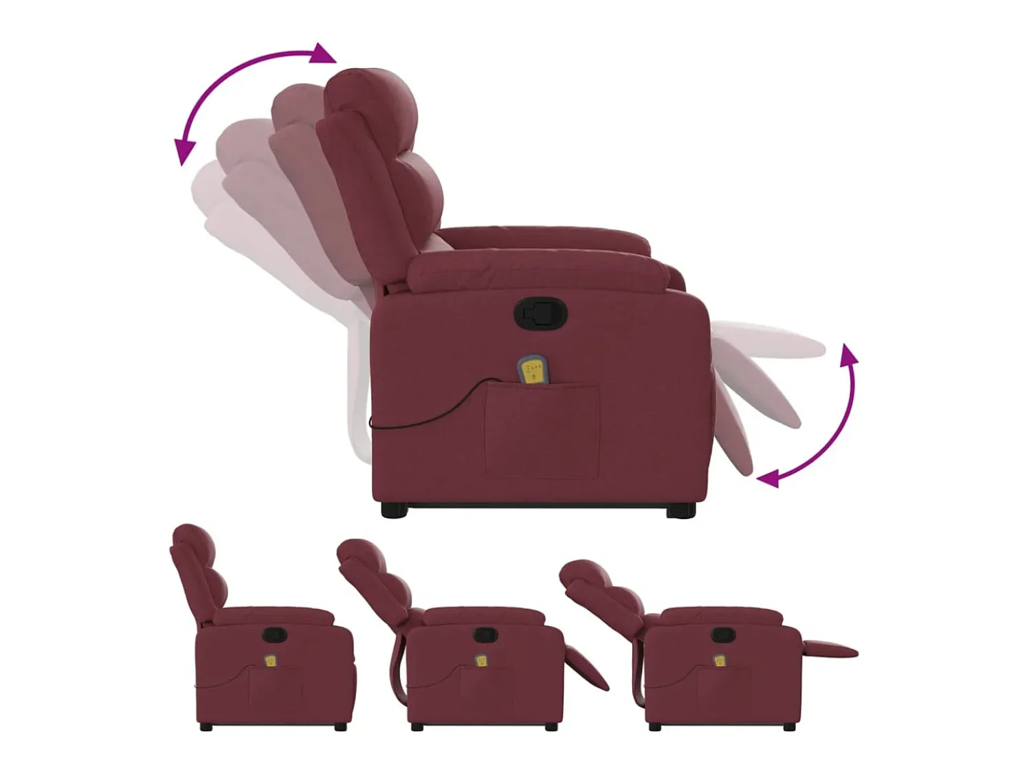 Poltrona* Poltrona de massagens reclin. elevatória tecido tinto SHL584124 Vermelho