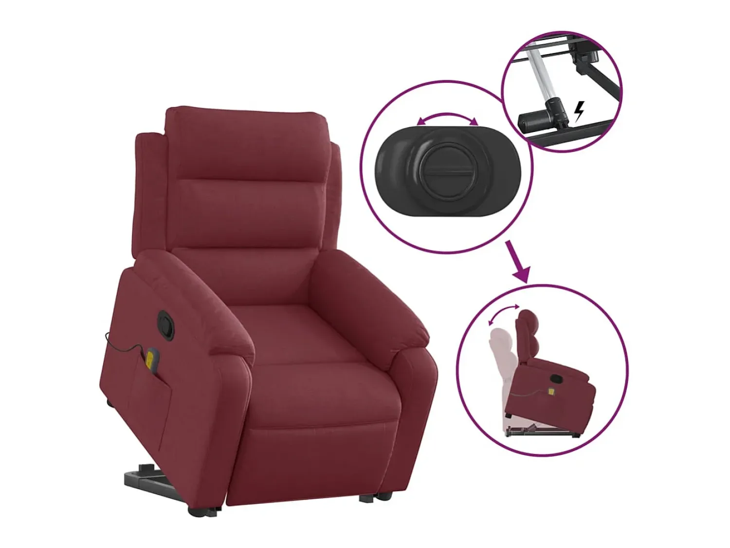 Poltrona* Poltrona de massagens reclin. elevatória tecido tinto SHL584124 Vermelho