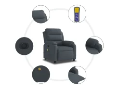 Poltrona* Poltrona de massagens reclinável elétrica veludo cinza-escuro SHL531325 Cinza antracite