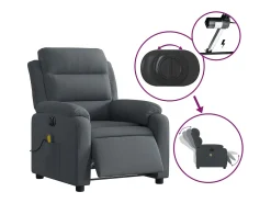 Poltrona* Poltrona de massagens reclinável elétrica veludo cinza-escuro SHL531325 Cinza antracite