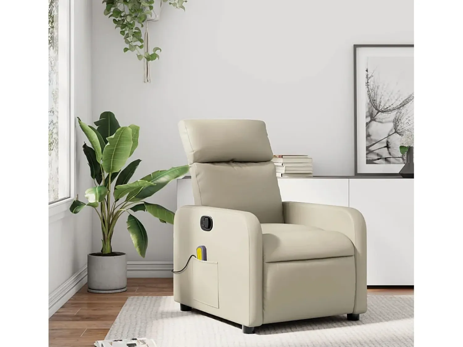 Poltrona| Poltrona de massagens reclinável couro artificial cor SHL48881 Creme