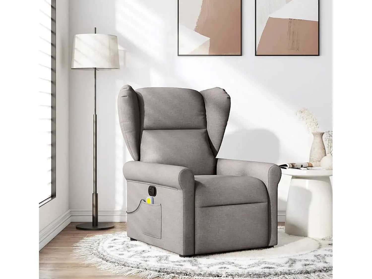Sale Poltrona de massagens reclinável tecido cinzento-acastanhado SHL55617 Taupe