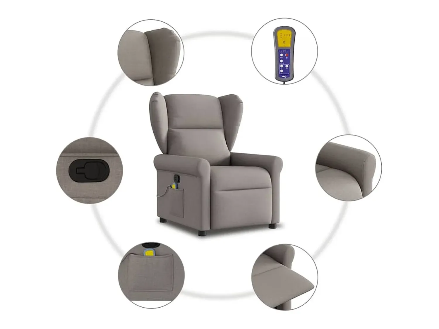 Sale Poltrona de massagens reclinável tecido cinzento-acastanhado SHL55617 Taupe