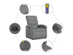 Poltrona* Poltrona de massagens reclinável couro artificial SHL701073 Cinzento