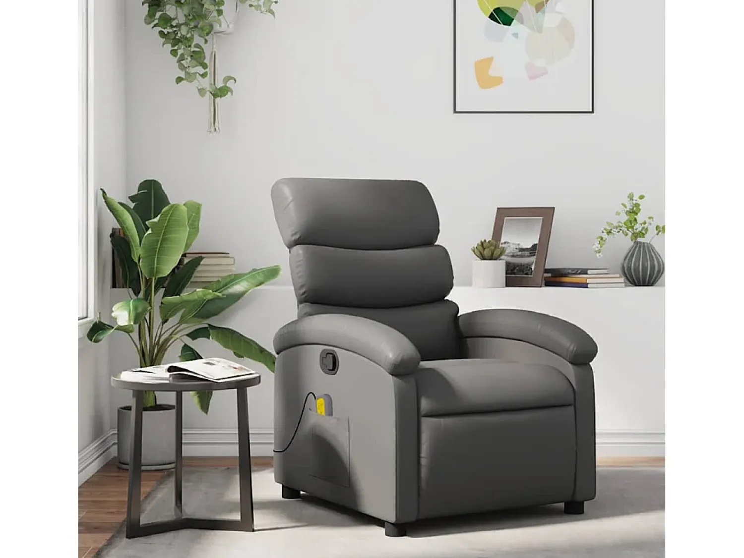 Poltrona* Poltrona de massagens reclinável couro artificial SHL701073 Cinzento