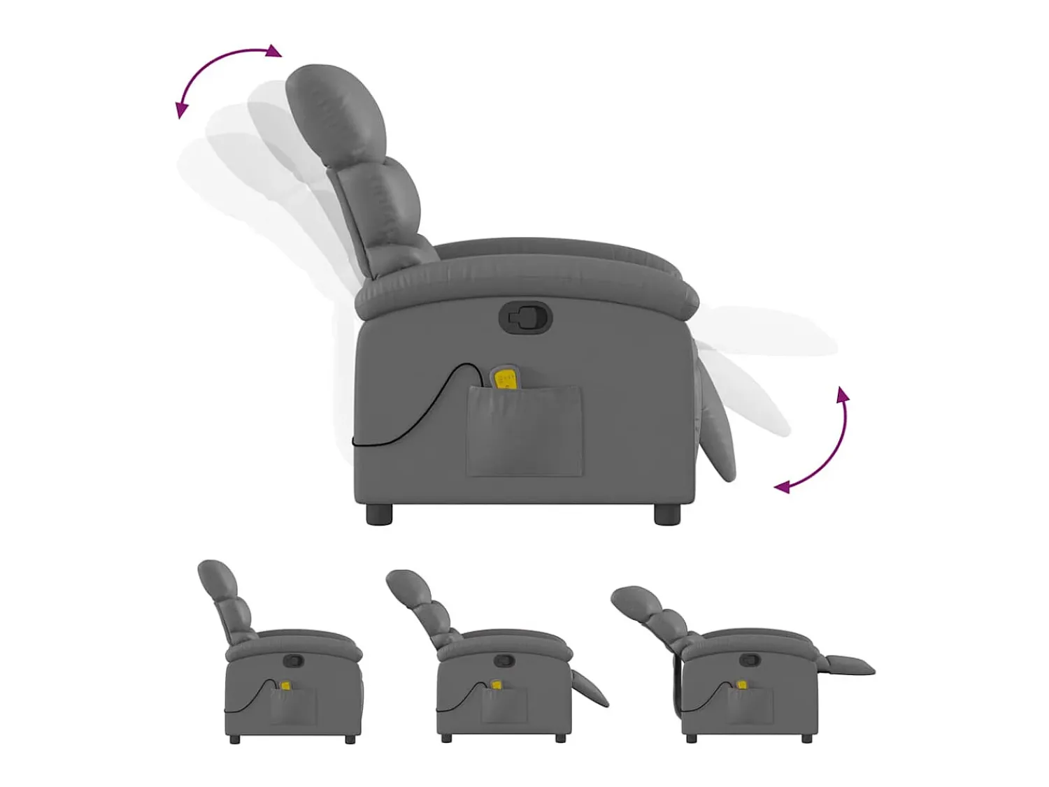 Poltrona* Poltrona de massagens reclinável couro artificial SHL701073 Cinzento