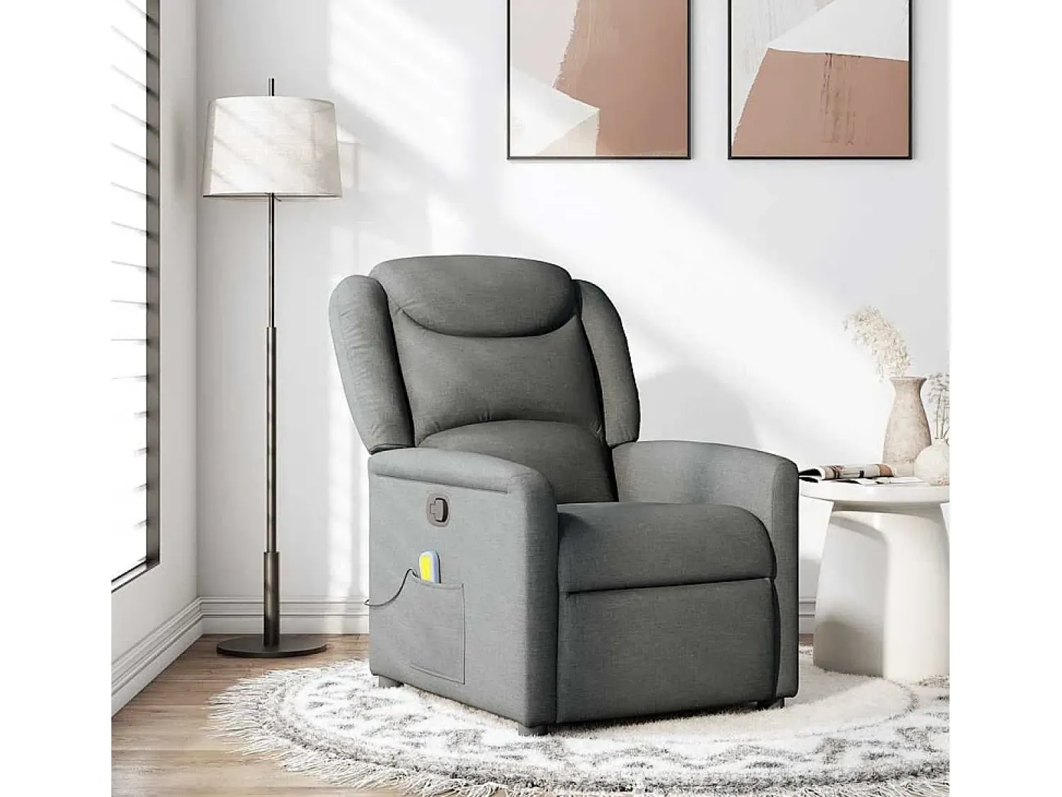 Poltrona de massagens reclinável tecido cinzento-escuro SHL948005 Cinza antracite
