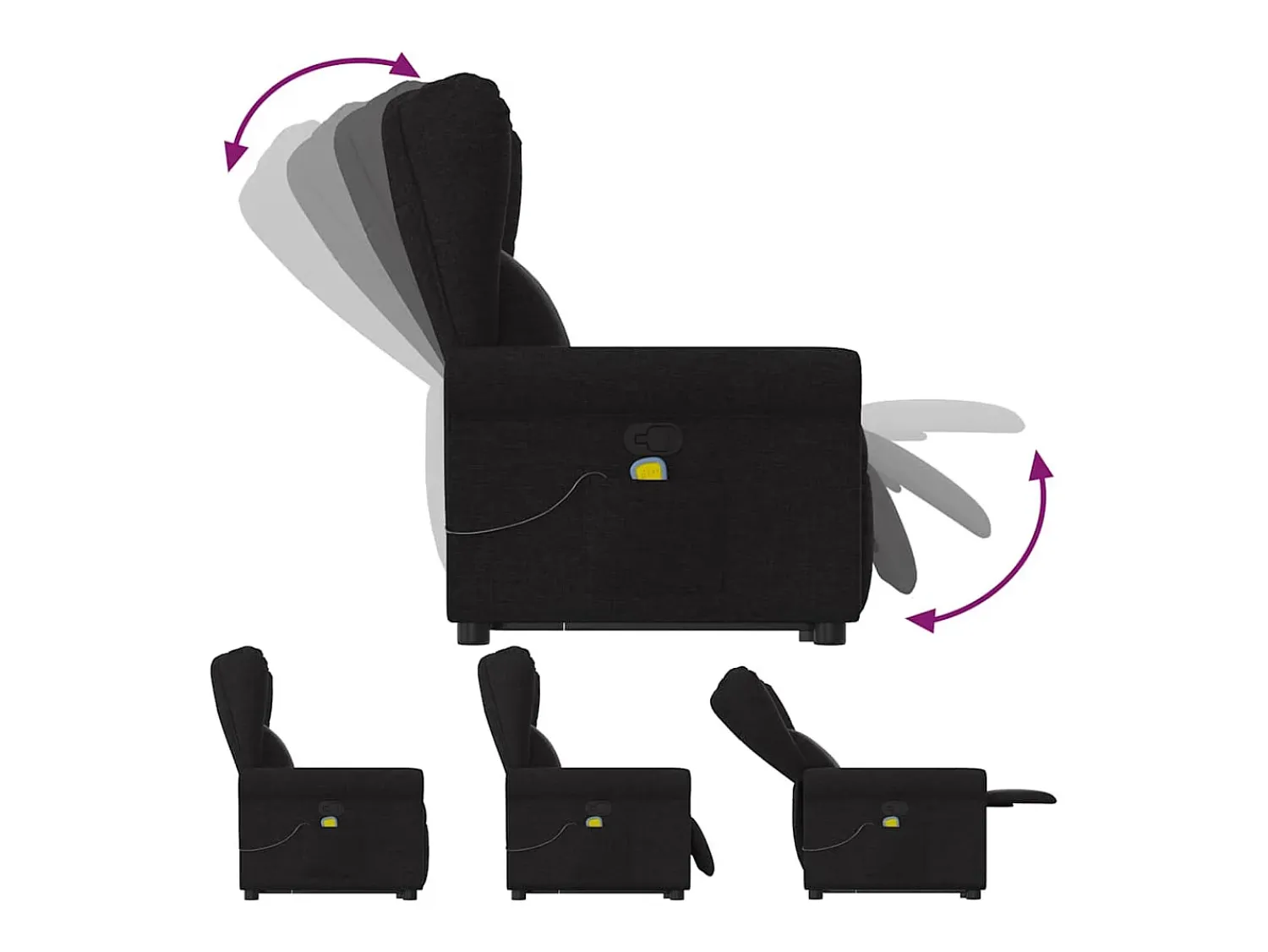 Hot Poltrona de massagens reclinável elevatória tecido SHL475600 Preto