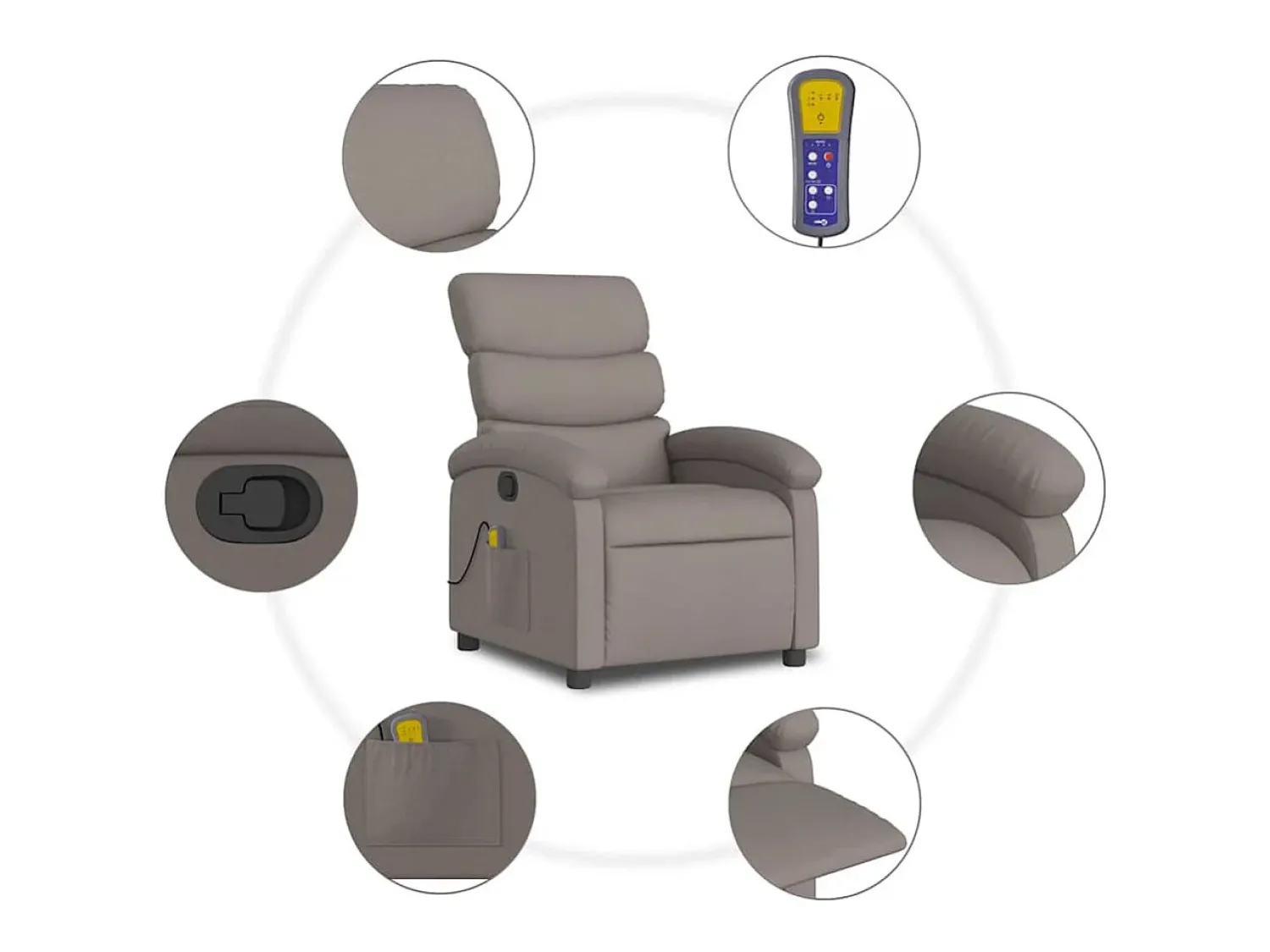Online Poltrona de massagens reclinável tecido cinzento-acastanhado SHL850249 Taupe