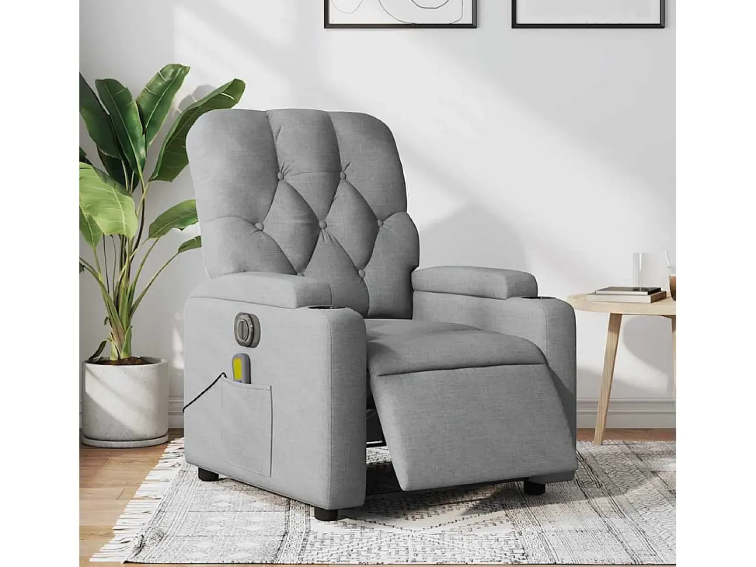 Poltrona| Poltrona de massagens reclinável elétrica tecido -claro SHL569421 Cinzento