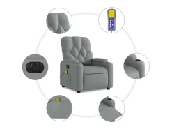 Poltrona| Poltrona de massagens reclinável elétrica tecido -claro SHL569421 Cinzento