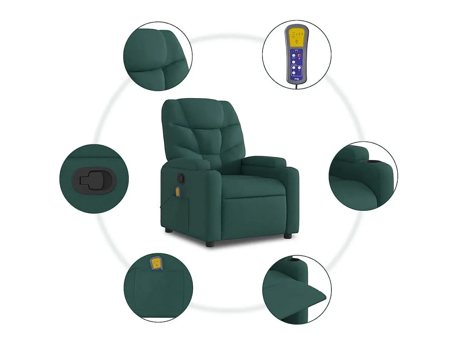 Clearance Poltrona de massagens reclinável tecido verde-escuro SHL556167 Verde pinho