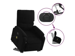 New Poltrona de massagens reclinável elevatória tecido SHL921850 Preto