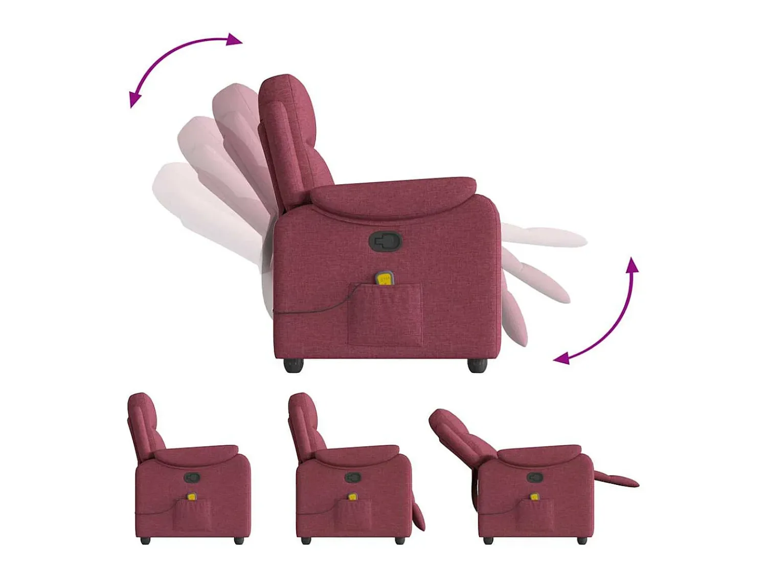 Best Poltrona de massagens reclinável tecido tinto SHL100143 Vermelho