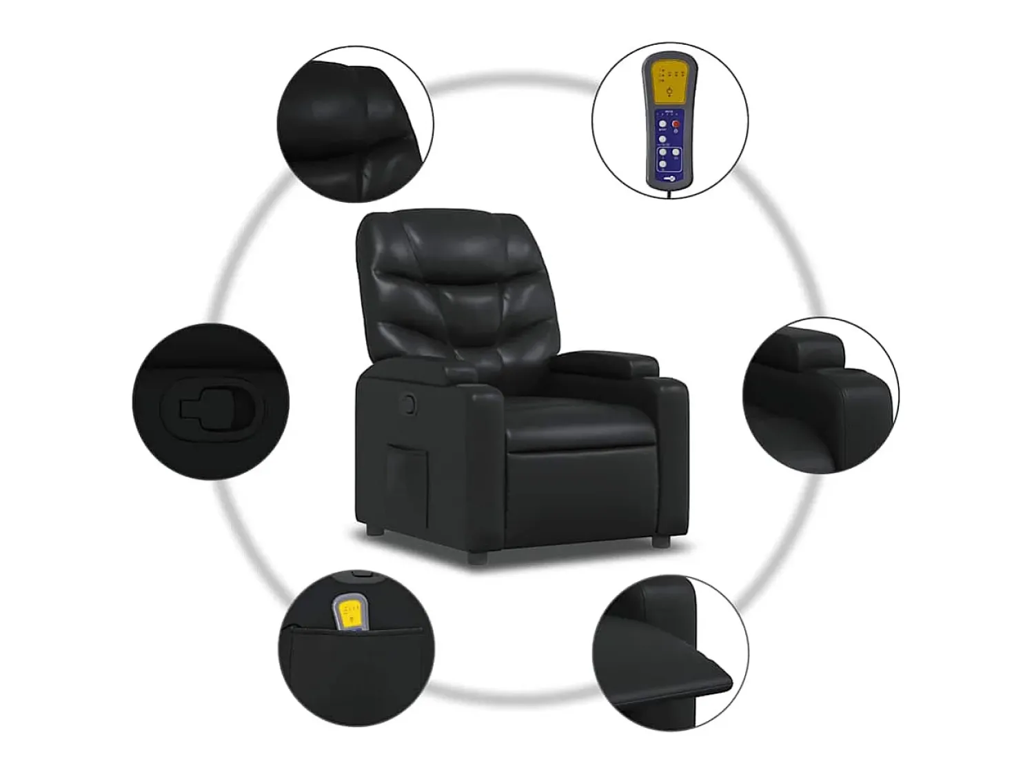 Poltrona* Poltrona de massagens reclinável couro artificial SHL541099 Preto