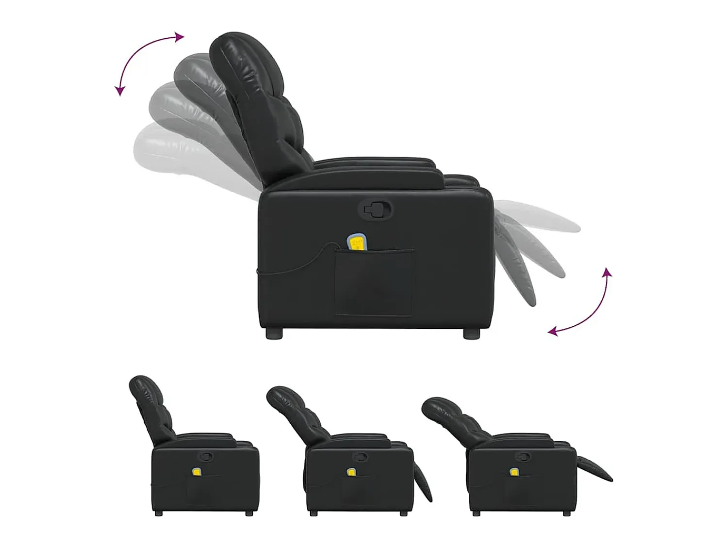 Poltrona* Poltrona de massagens reclinável couro artificial SHL541099 Preto