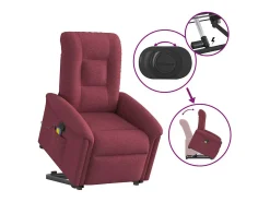 New Poltrona de massagens reclin. elevatória tecido tinto SHL437090 Vermelho