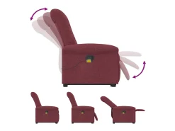 New Poltrona de massagens reclin. elevatória tecido tinto SHL437090 Vermelho