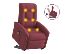 New Poltrona de massagens reclin. elevatória tecido tinto SHL437090 Vermelho