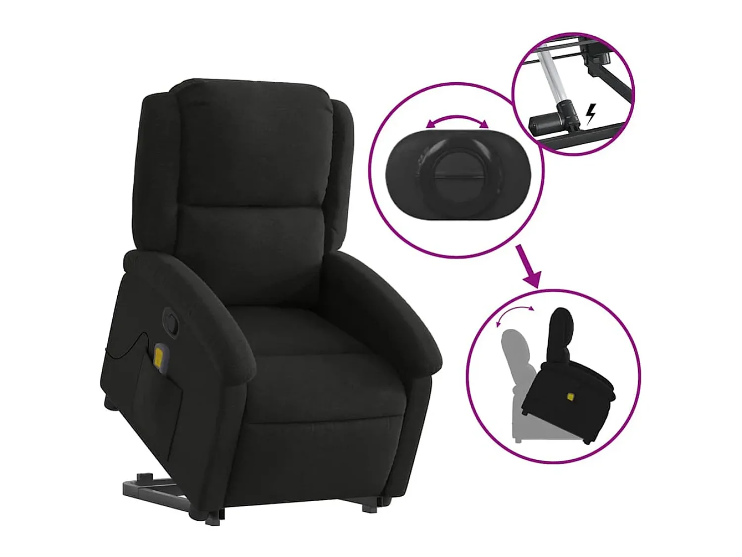 Poltrona| Poltrona de massagens reclinável elevatória tecido SHL55022 Preto