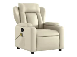 New vidaxl Poltrona de massagens reclinável couro artificial cor Creme