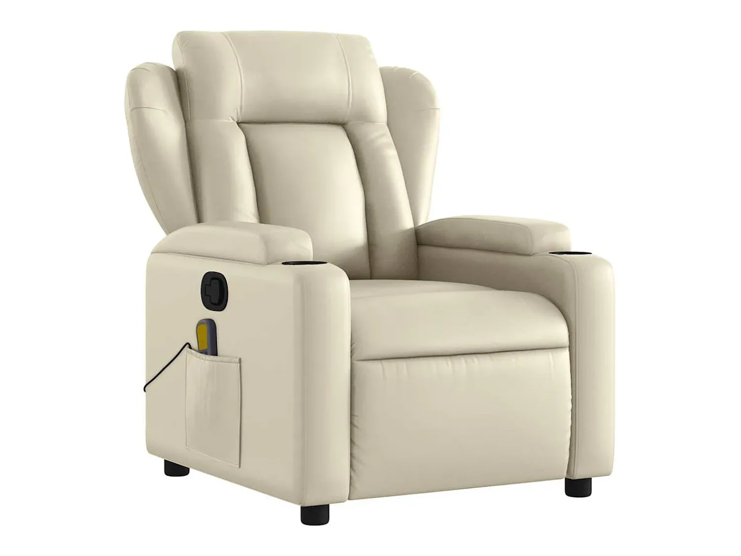 New vidaxl Poltrona de massagens reclinável couro artificial cor Creme
