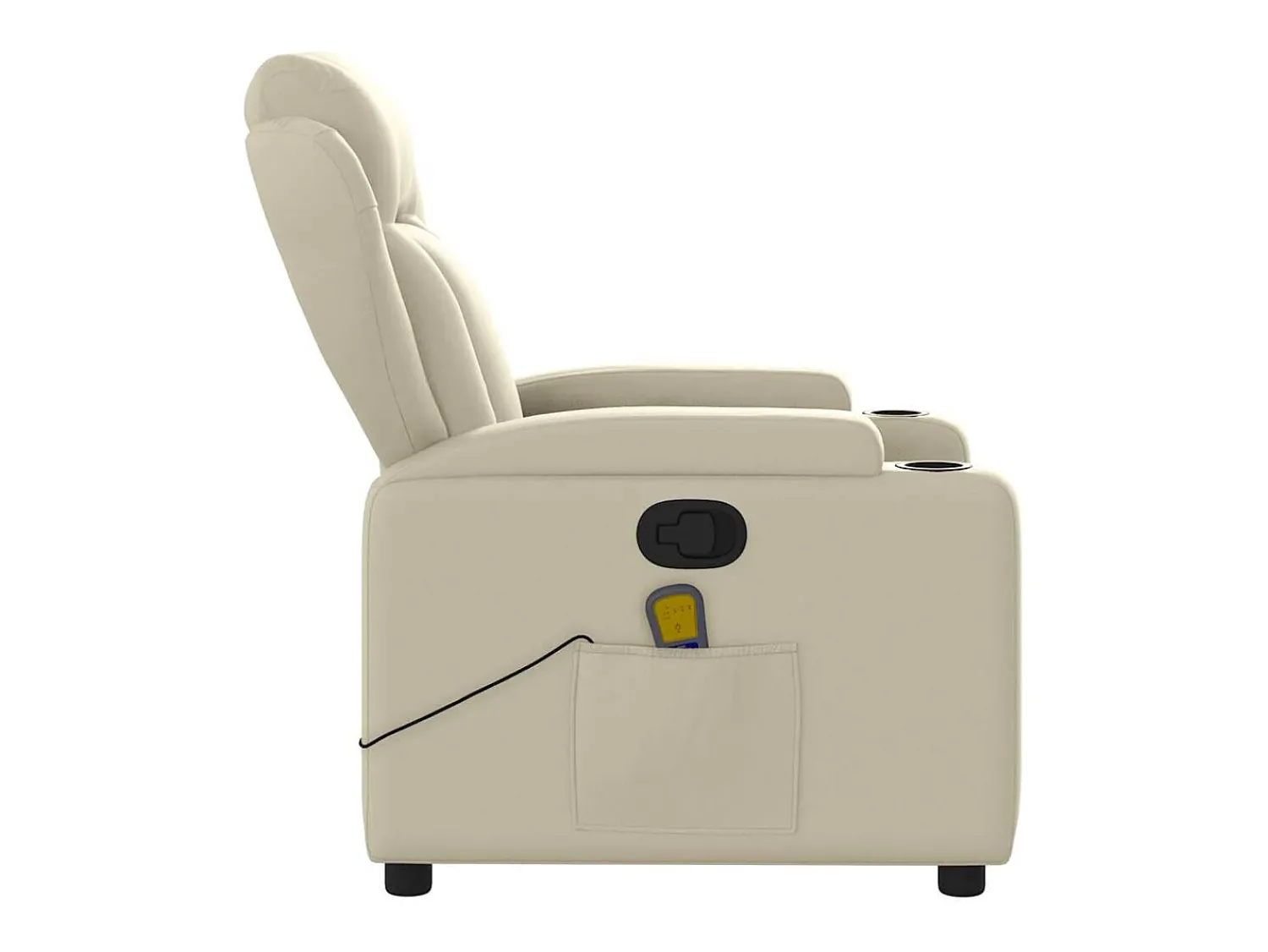 New vidaxl Poltrona de massagens reclinável couro artificial cor Creme